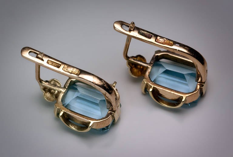 Women's Art Deco Aquamarine Earrings