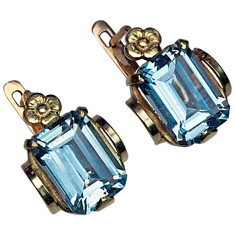 Art Deco Aquamarine Earrings