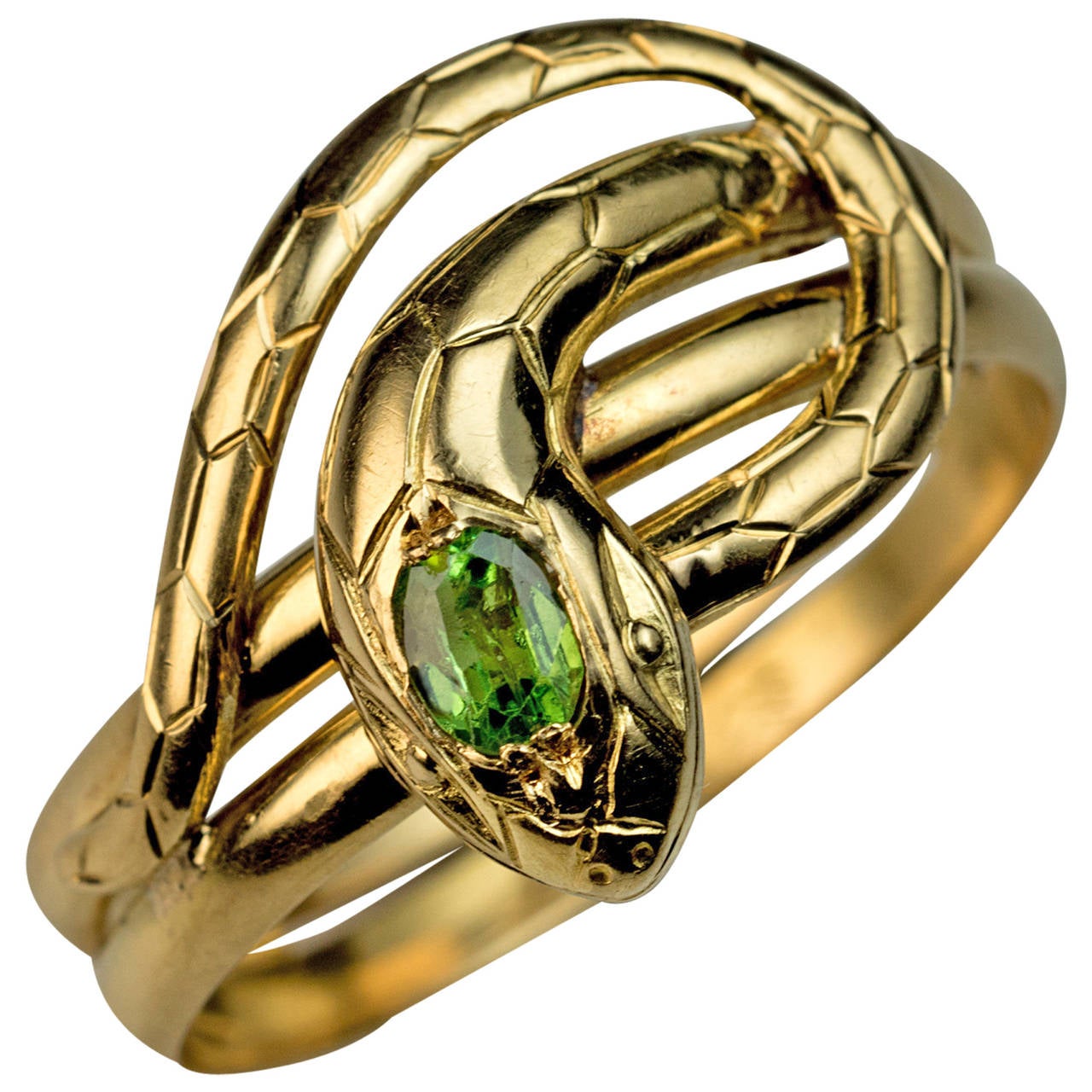 Antique Demantoid Gold Snake Ring