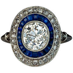 Art Deco Sapphire Diamond Engagement Ring