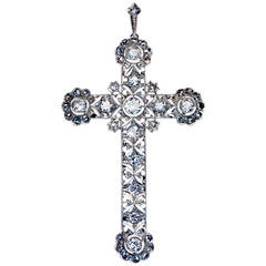 Edwardian Diamond Platinum Cross Pendant