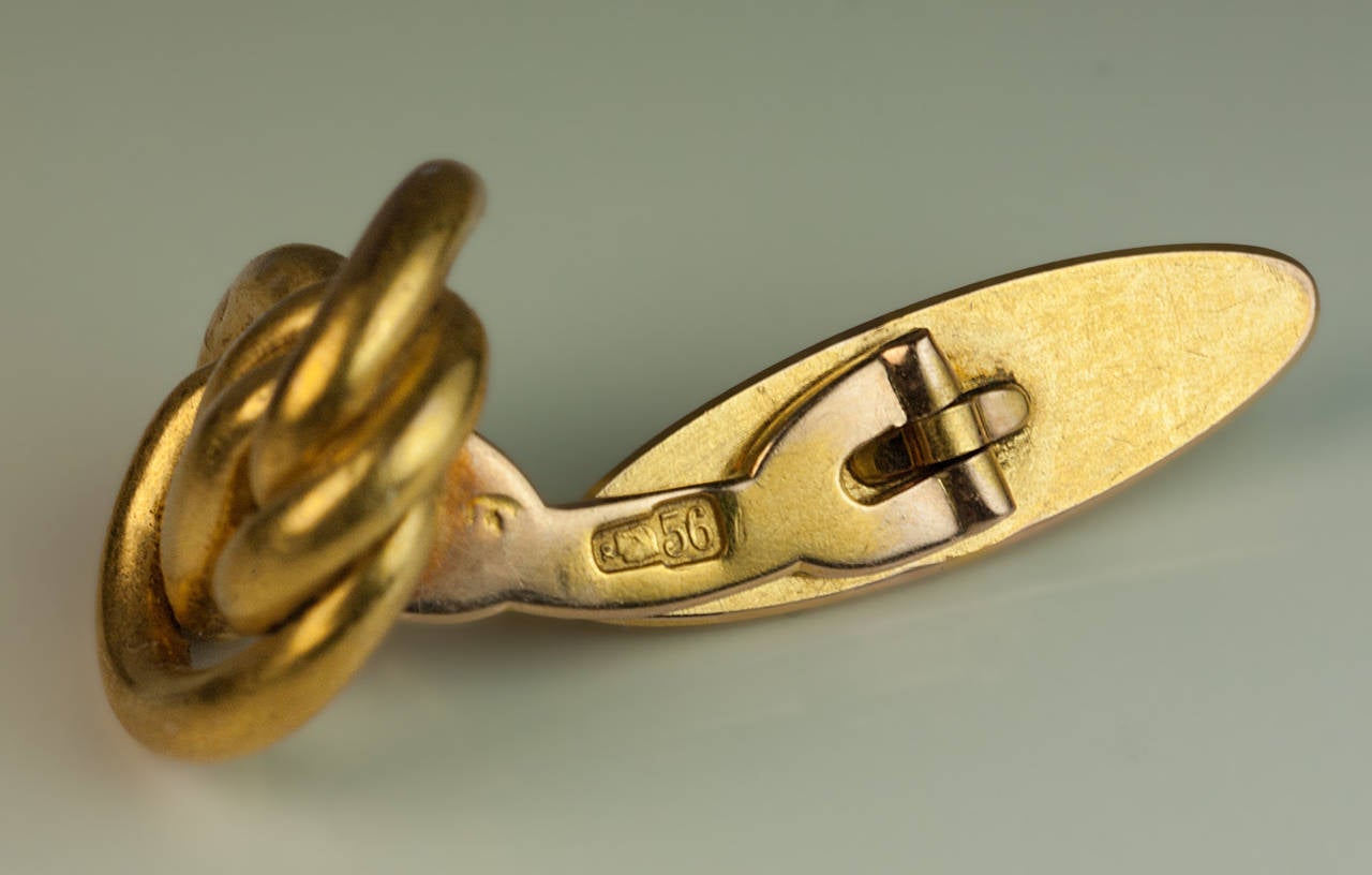 Edwardian Antique Russian Gold Knot Cufflinks