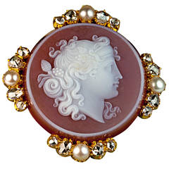 Victorian Era Antique French Cameo Brooch Pin
