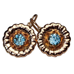 Antique Aquamarine Gold Earrings