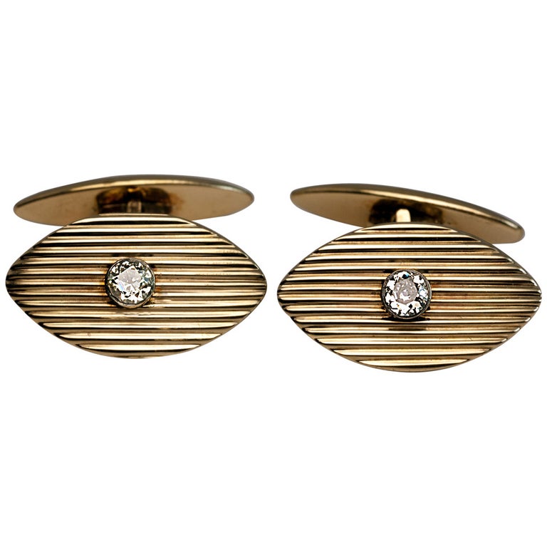 Marchak Antique Russian Diamond Gold Cufflinks For Sale at 1stDibs