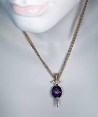Antique Russian Amethyst Silver Gold Brooch Pendant