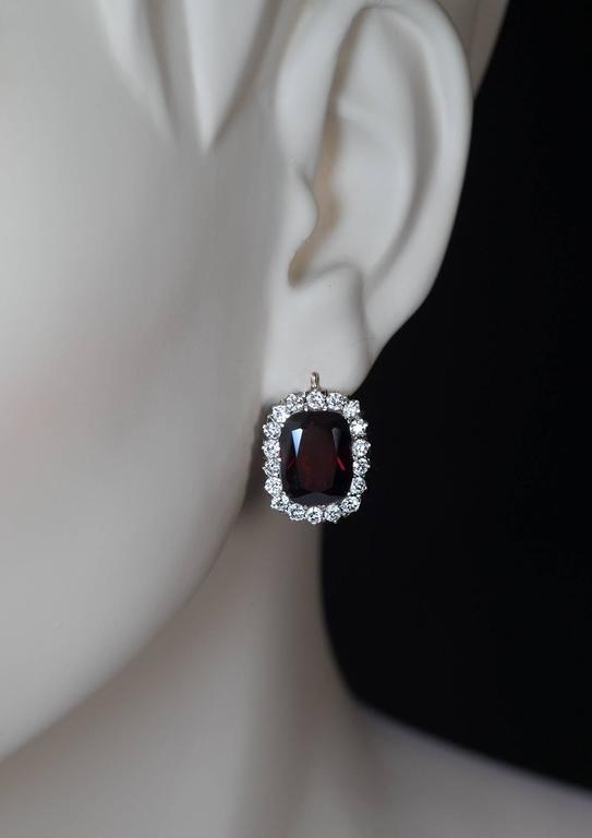 Antique Garnet Diamond Gold Cer Earrings At 1stdibs Russian Made In Moscow Between 1908 And 1917 Silver Topped 14k Gold Earrings Set With