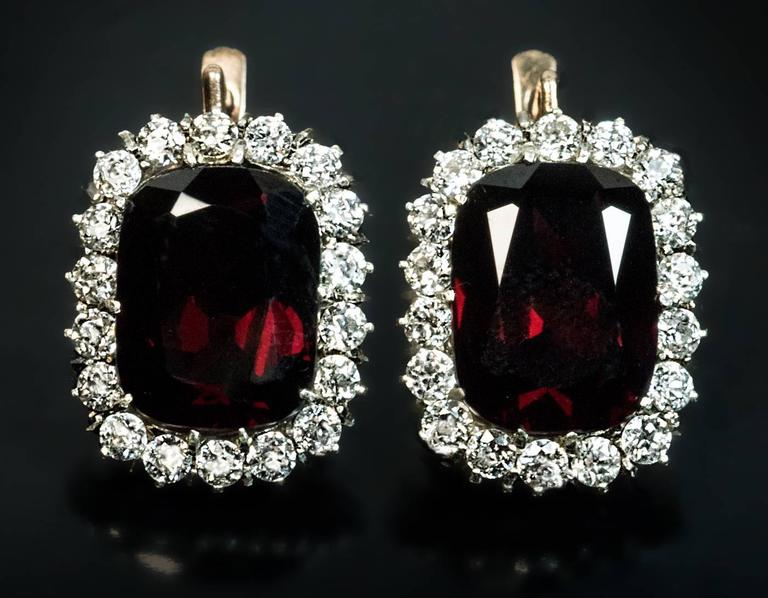 Antique Garnet Diamond Gold Cer Earrings At 1stdibs Antique Garnet Diamond Gold Cer Earrings In Excellent Condition For Chicago Il