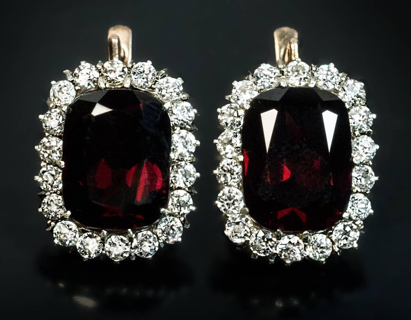 garnet diamond earrings