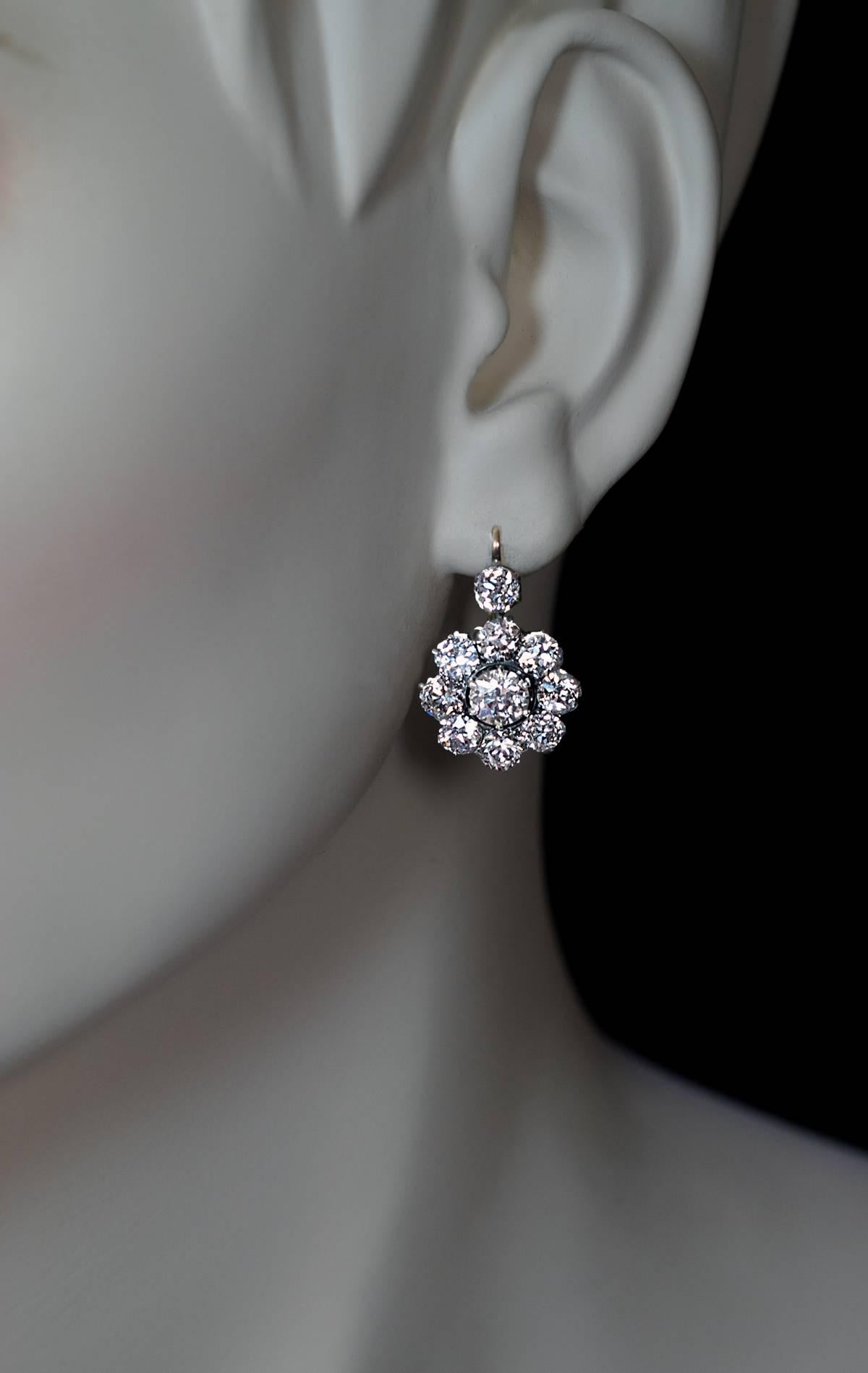 vintage drop diamond earrings