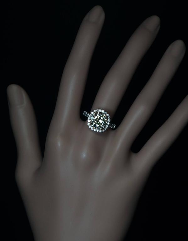 5 37 Carat Fancy Light Yellow Old Cushion Cut Diamond Engagement