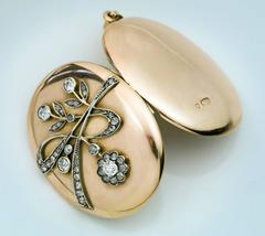 Art Nouveau Antique Diamond Gold Locket Pendant