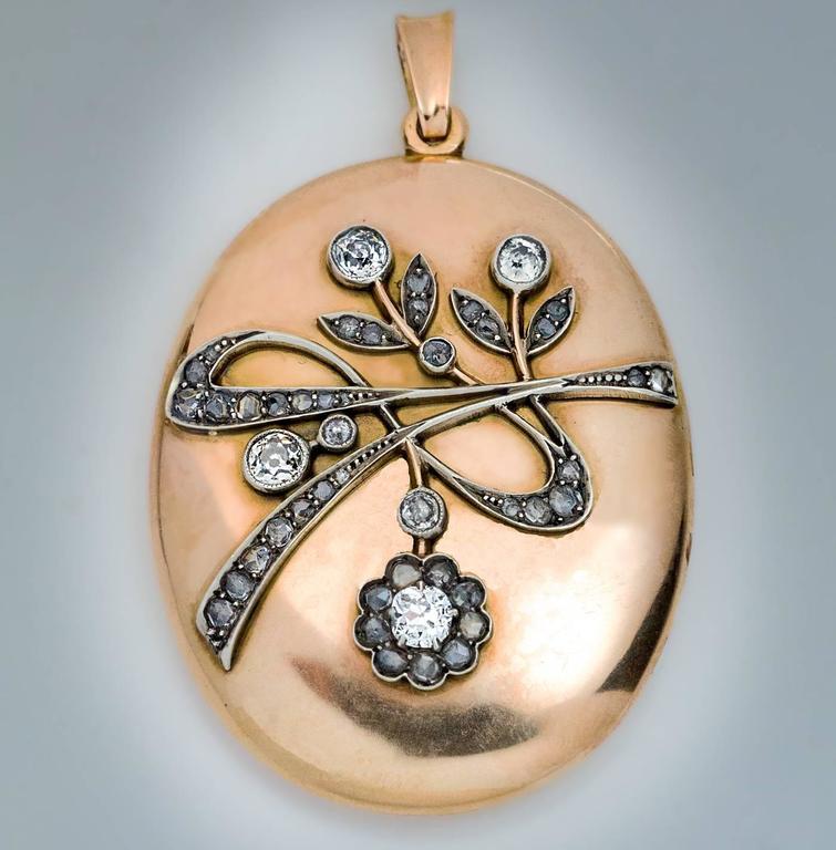 Art Nouveau Antique Diamond Gold Locket Pendant at 1stDibs | antique ...