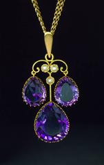 Antique Russian Amethyst Gold Girandole Pendant