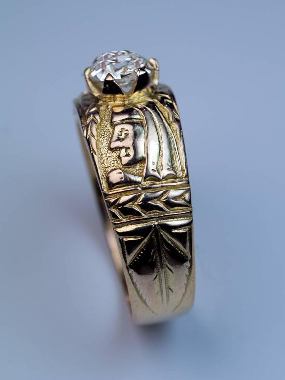 Antique Diamond Chased Gold Men’s Ring For Sale at 1stDibs mens antique rings, antique rings