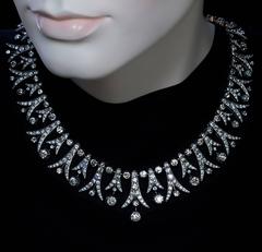 1900s 42 Carats Diamonds Fringe Necklace