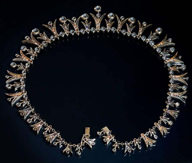 1900s 42 Carats Diamonds Fringe Necklace For Sale at 1stDibs