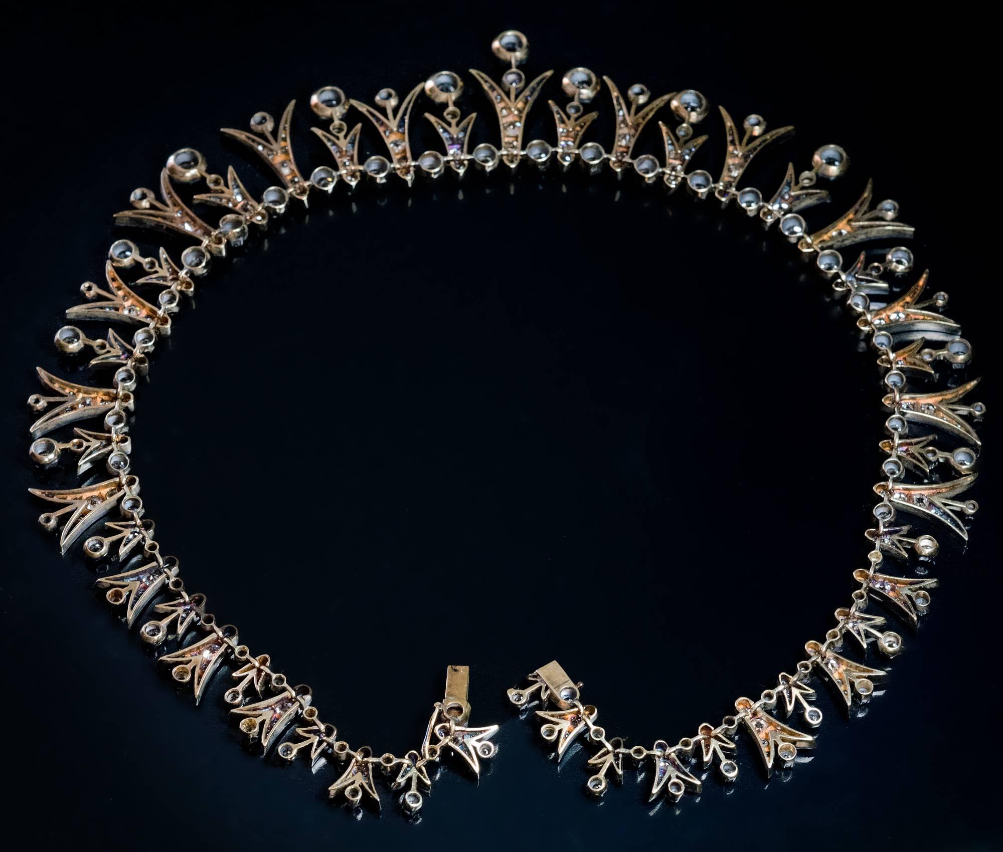 1900s 42 Carats Diamonds Fringe Necklace 1