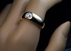 Antique High Polish Gold 1 Carat Diamond Men’s Gypsy Ring