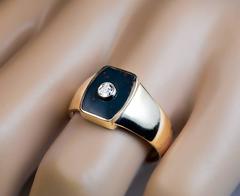 Antique Bloodstone Diamond Two-Color Gold Men’s Ring
