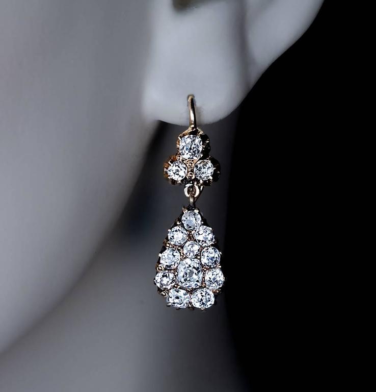 Antique Russian Diamond Gold Drop Earrings At 1stdibs Antique Russian Diamond Gold Drop Earrings For Made In Odessa Between 1908 And 1917 The Are Crafted 14k G