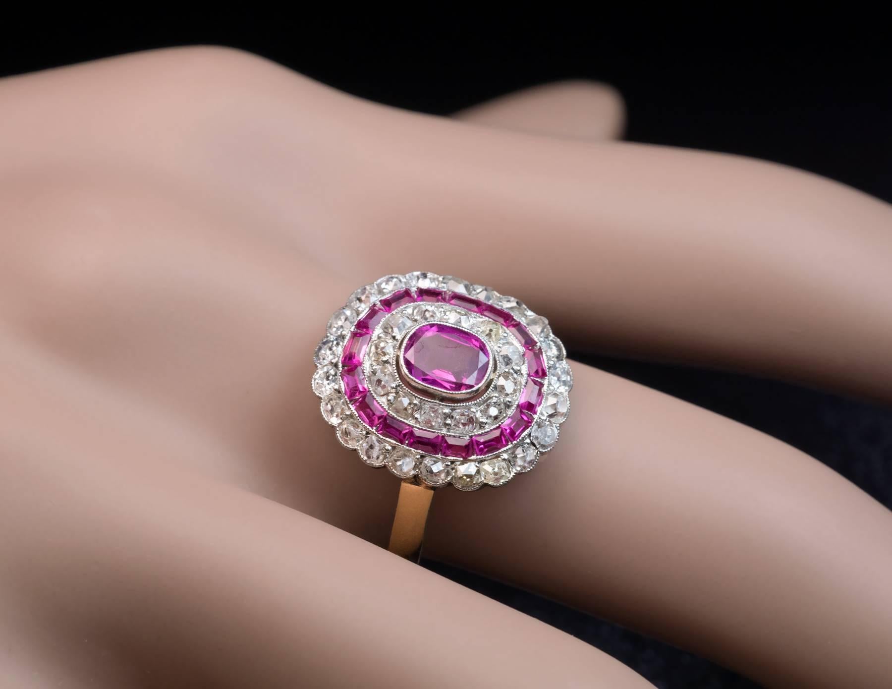 art deco pink sapphire ring