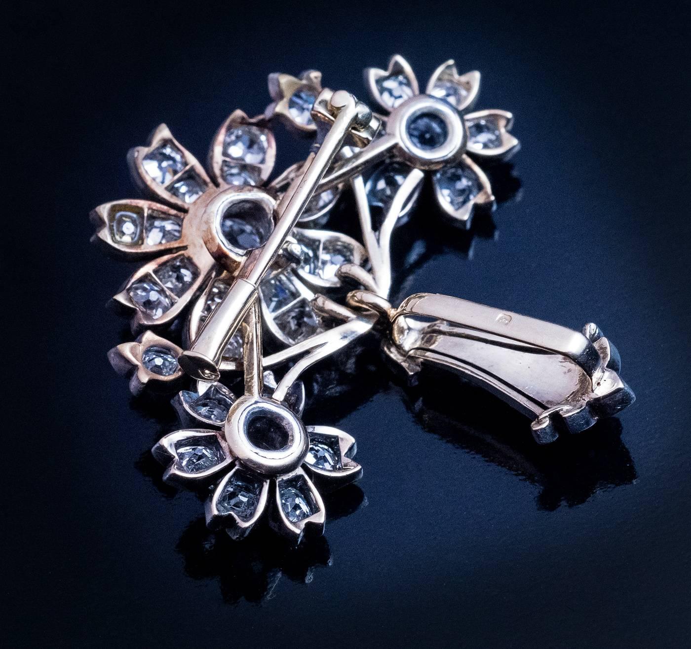 Belle Époque Belle Epoque Antique  Diamond Pendant Brooch 