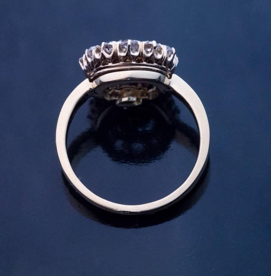 Antique Sapphire Diamond Gold Cluster Ring 1