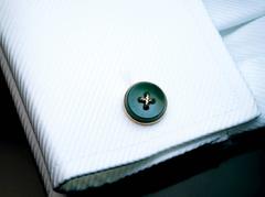 Faberge Antique Russian Carved Nephrite Jade Gold Cufflinks