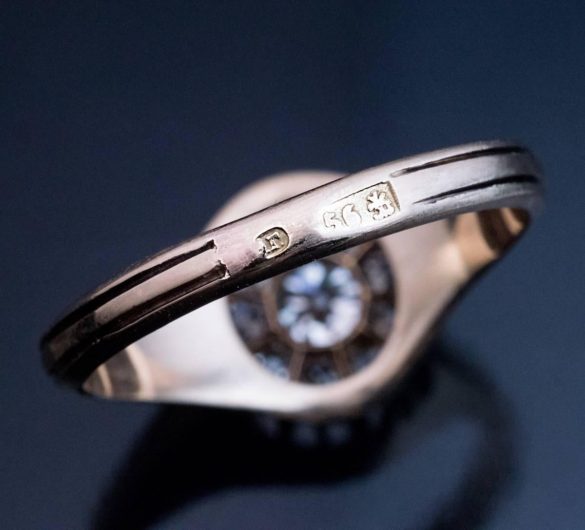 19. Jahrhundert Antiker Diamant-Gold Herren-Cluster-Ring im Zustand „Hervorragend“ im Angebot in Chicago, IL