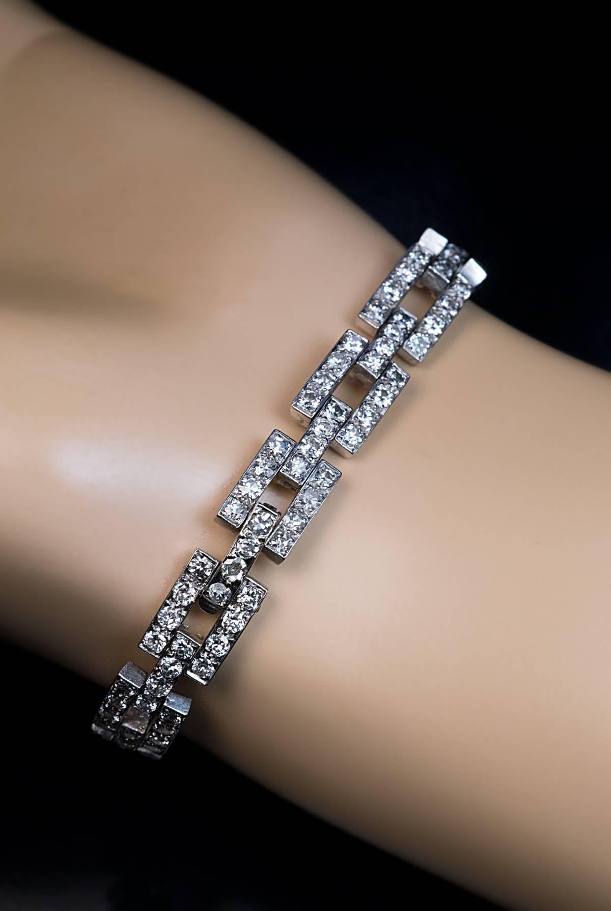 Art Deco Tutti Frutti Gemstone Platinum Bracelet 1