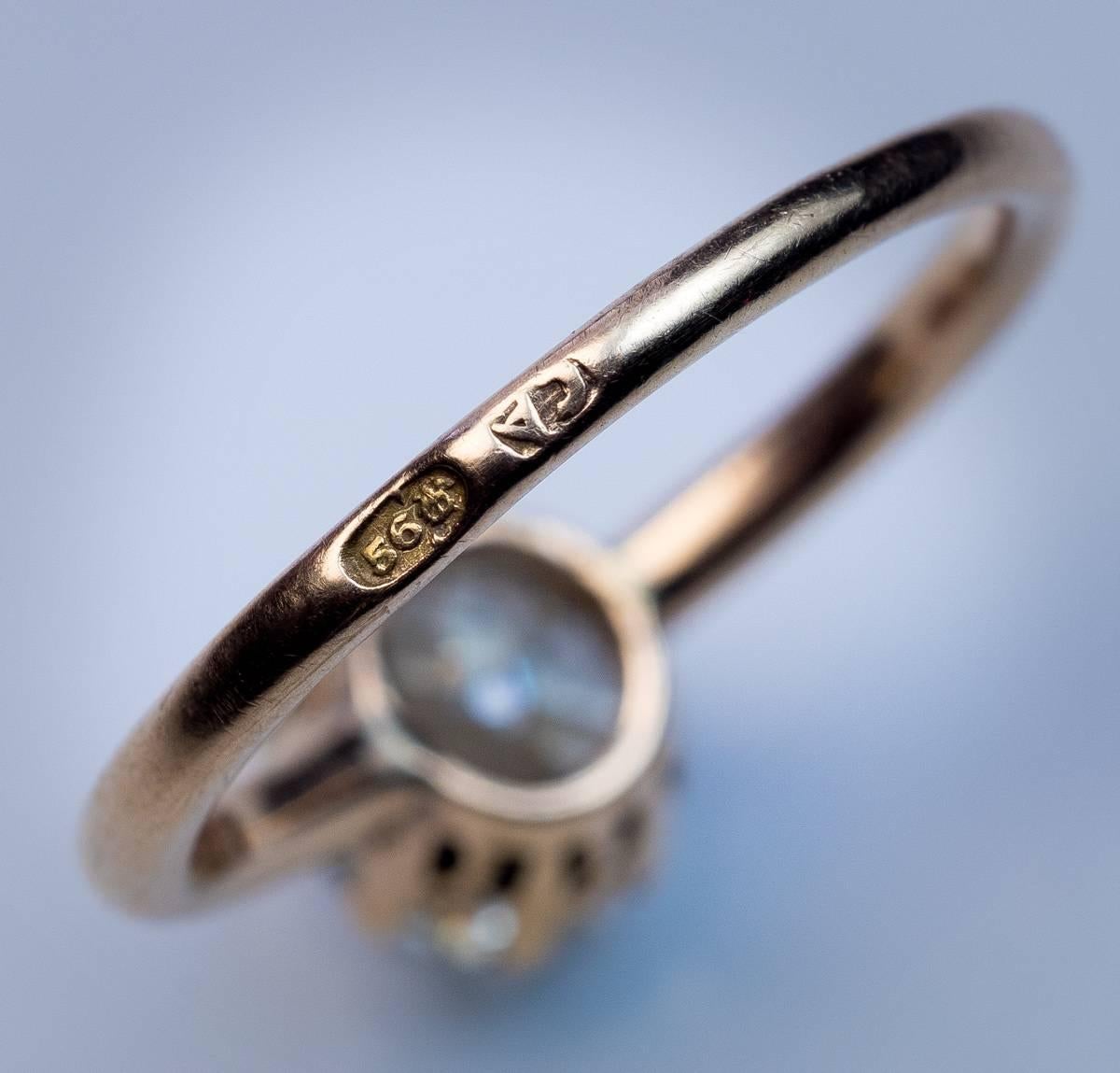 Antique Russian 2.66 Carat Cushion Cut Diamond Gold Engagement Ring 3