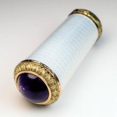 Faberge Antique Russian Enamel Amethyst Gold Parasol Handle