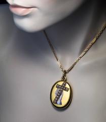 Antique French Enamel Pearl Gold Locket Pendant