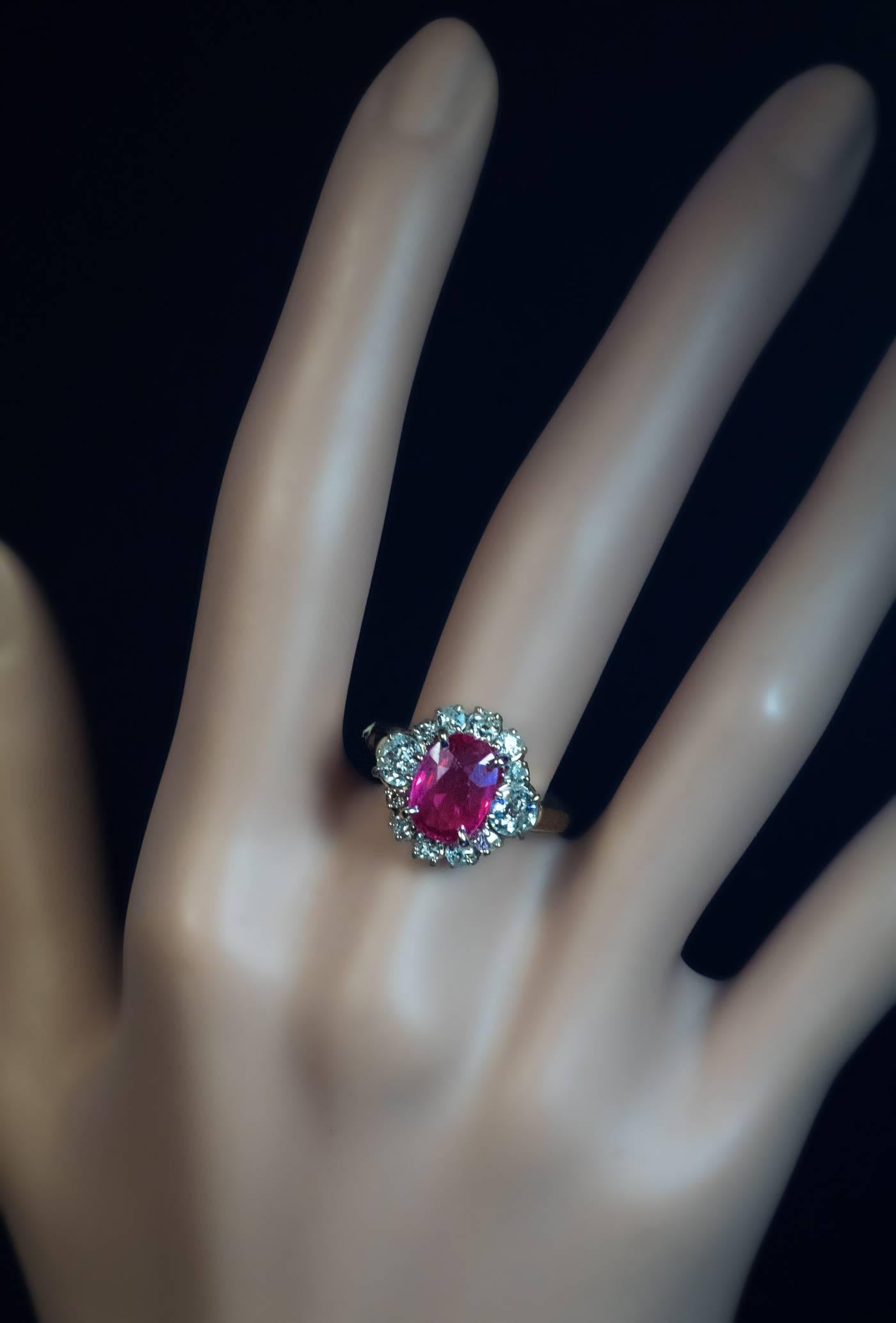 2.71 Carat Burma Ruby Diamond Engagement Ring In Excellent Condition In Chicago, IL
