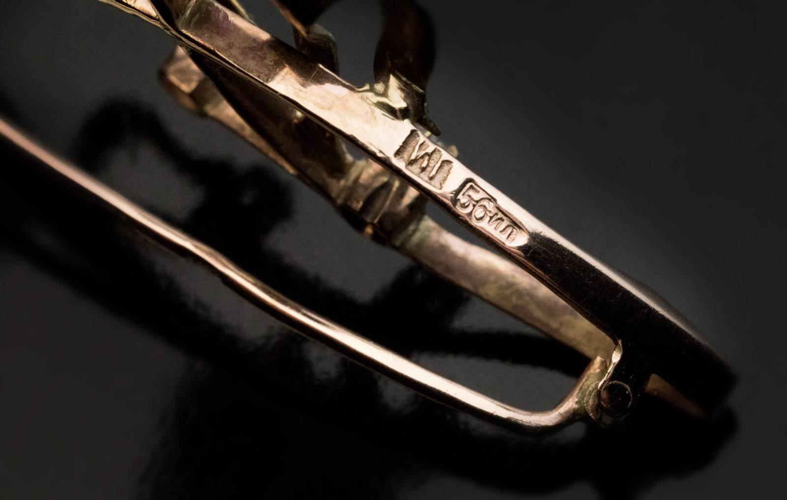 Women's Antique Art Nouveau Russian Amethyst Gold Brooch Pin