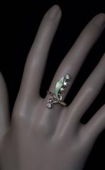 Antique Art Nouveau Enamel Diamond Gold Flower Ring