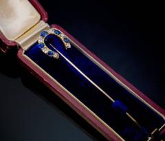 Antique Sapphire Diamond Gold Horseshoe Stick Pin