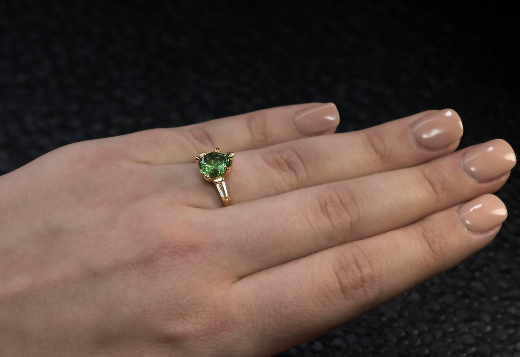 demantoid garnet engagement ring