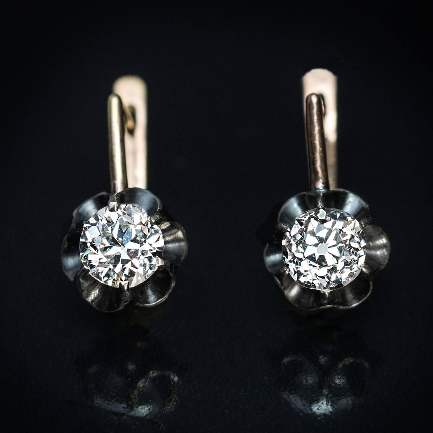 vintage buttercup diamond earrings