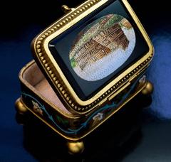 19th Century Antique Italian Micro Mosaic Jewelry Box