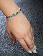 Antique Victorian Turquoise Diamond Gold Bangle Bracelet