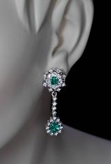 Emerald Diamond Day to Night Drop Earrings, 1950s