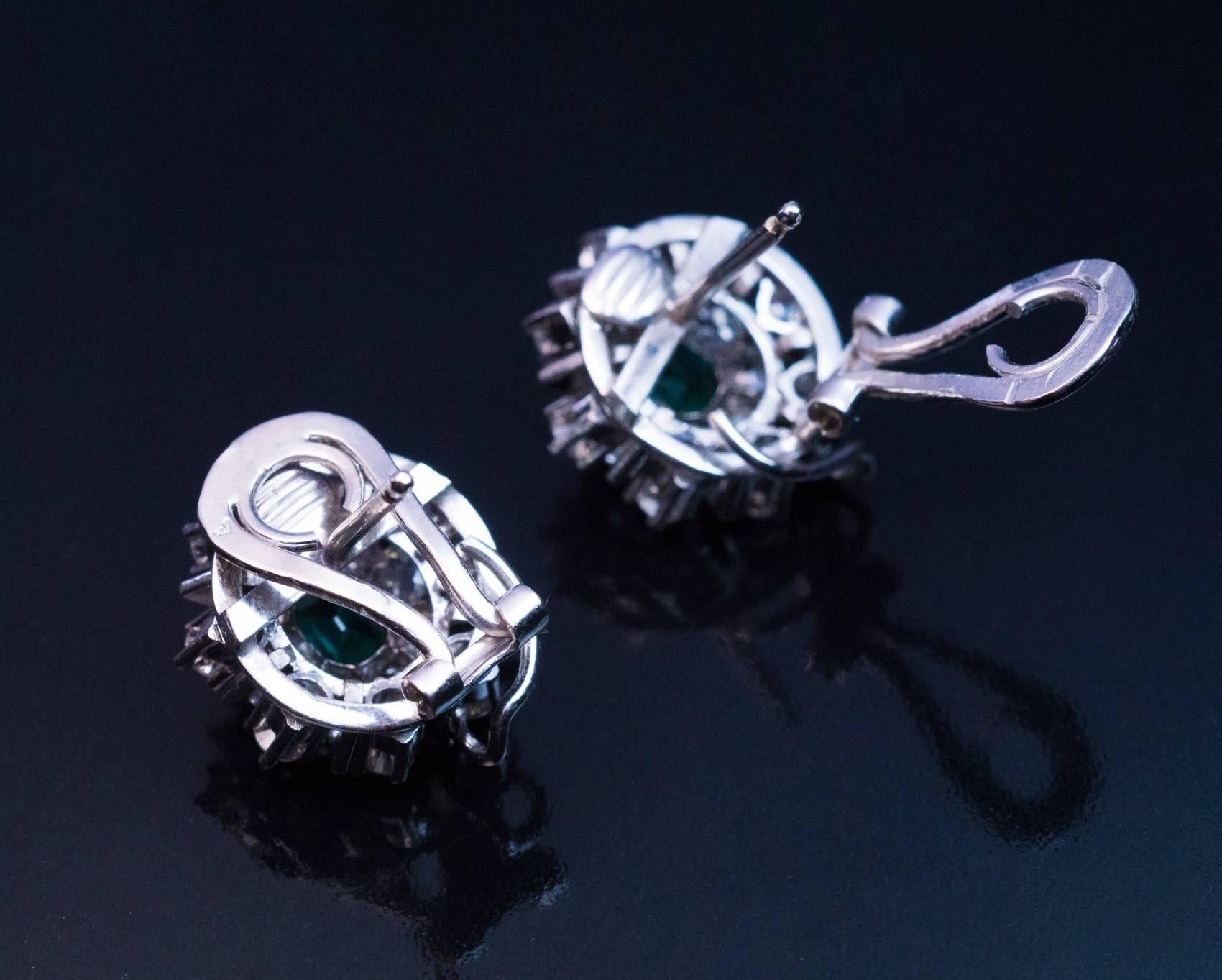 Women's or Men's Emerald Diamond Day to Night Drop Earrings, 1950s
