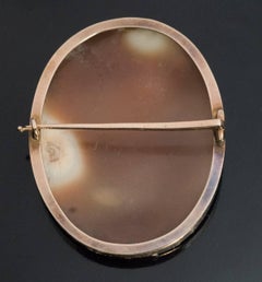 Antique Italian Carved Shell Cameo Medusa Gorgon Brooch