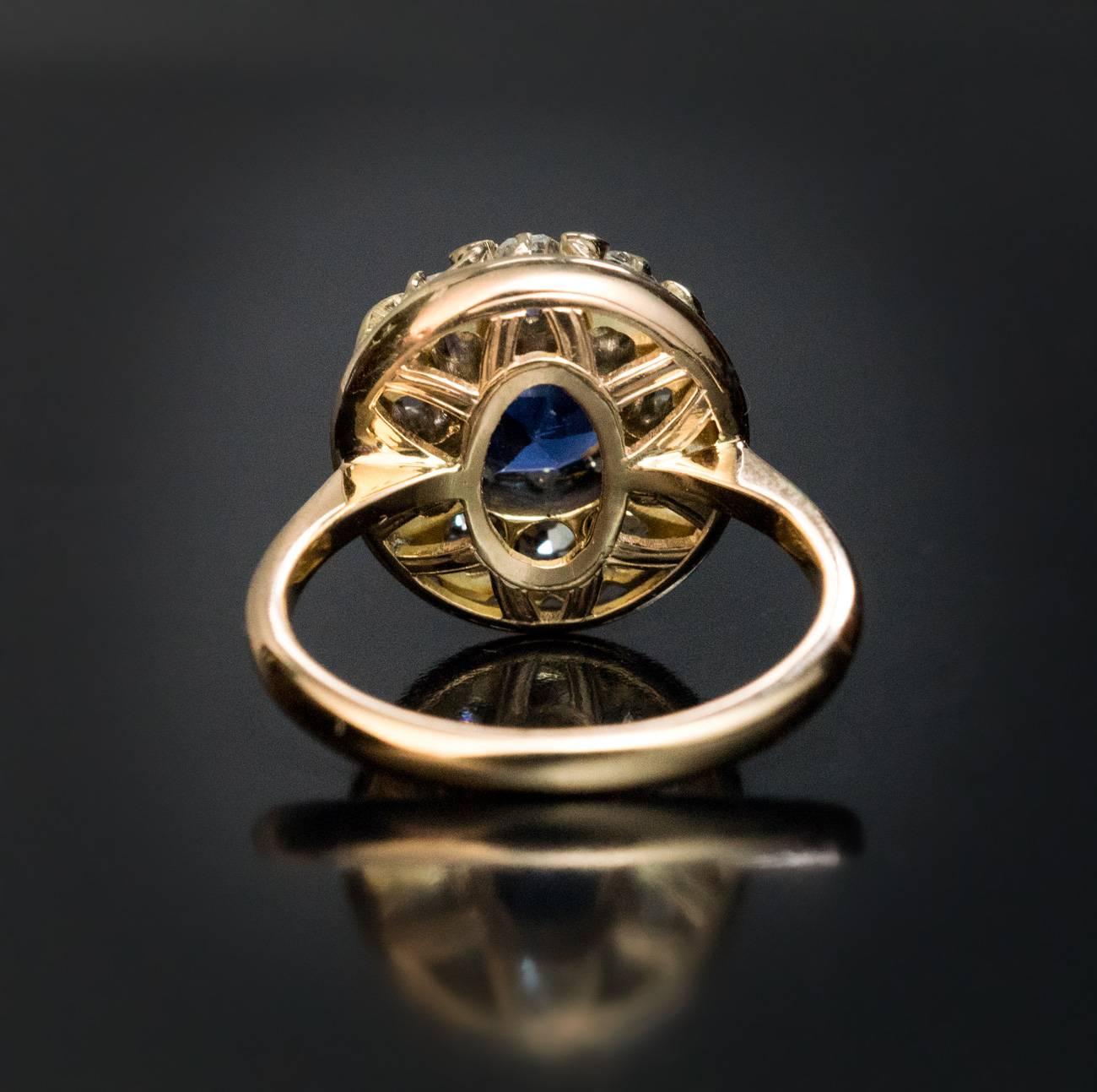 Victorian Antique 19th Century Burmese Sapphire Diamond Engagement Ring