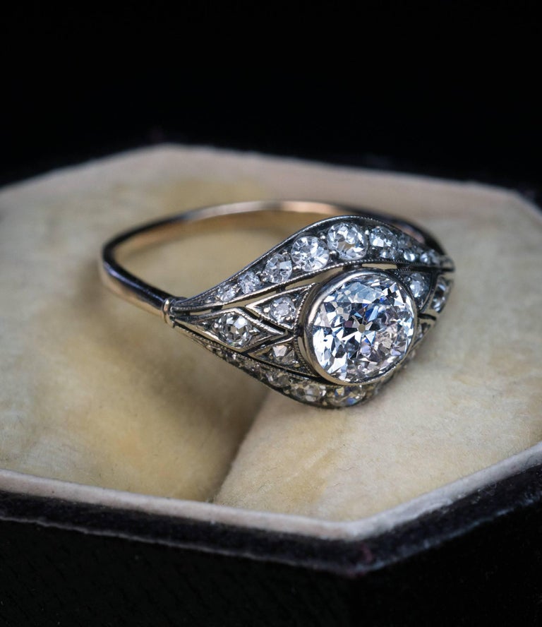  Antique  Edwardian Old  European Diamond  Engagement  Ring  For 