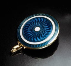 Antique Edwardian Jeweled Enamel Gold Locket Pendant
