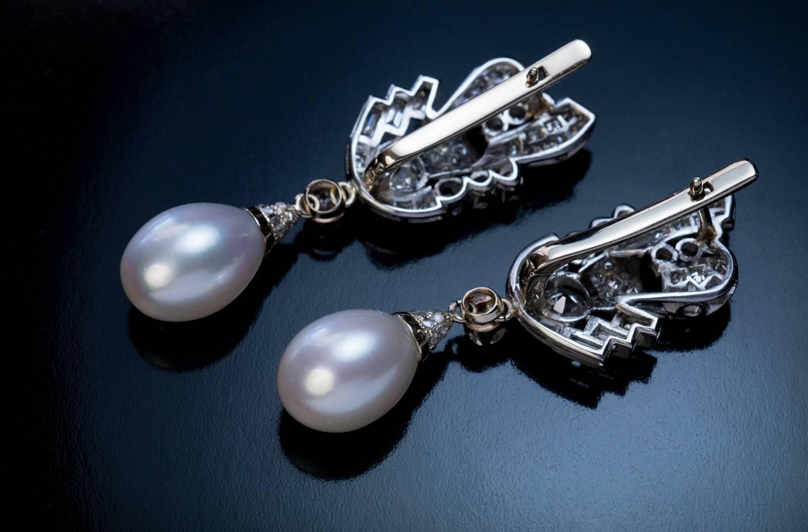 art deco pearl earrings