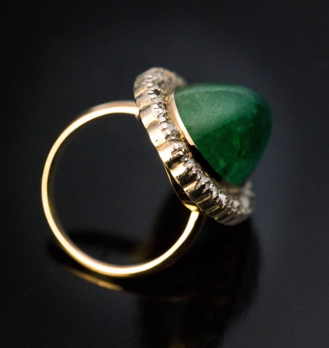 antique cabochon emerald ring